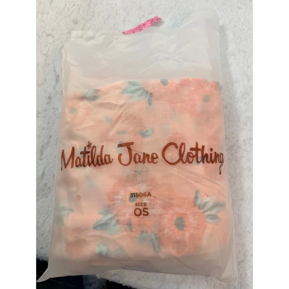 Matilda Jane Orange Floral Gauze Square Throw Blanket 42x42 31506A NWT